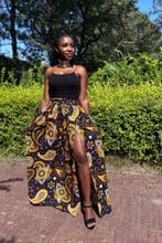 Afrikaanse print maxi rok - Marineblauw Geel Paisley - M, Kleding | Dames, Rokken, Ophalen of Verzenden, Nieuw