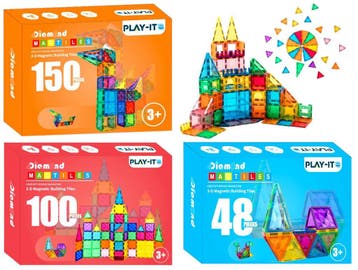 PLAY IT Magnetic Tiles 48 stuks - Magnetisch Speelgoed, Verzenden, Nieuw, Overige merken