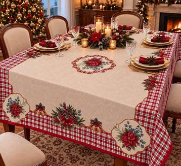 “Elegantie van de Feesten” – Kersttafelkleed tussen tartan, Nieuw