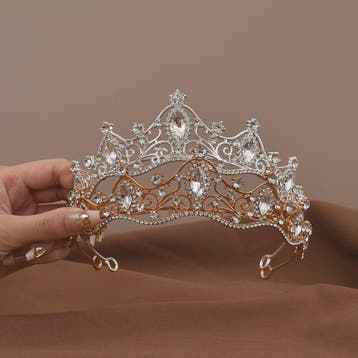 Vintage Barok Kristallen Tiara Kroon met Strass - Bruids & F, Antiek en Kunst, Verzenden