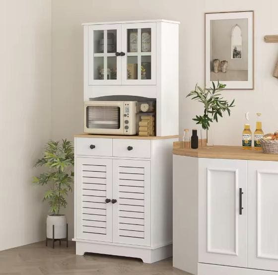 Hoge Keukenkast 170 cm – Glazen Deuren, Planken &amp; Lades, Huis en Inrichting, Keuken | Keukenelementen, Nieuw, Verzenden