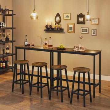 Industriële Bartafel Set met 2 Barkrukken - Bruin, Verzenden, Nieuw