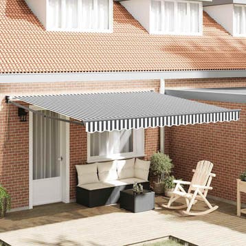 vidaXL Handmatige Zonnescherm 4 x 3 m Antraciet en wit, Verzenden, Nieuw