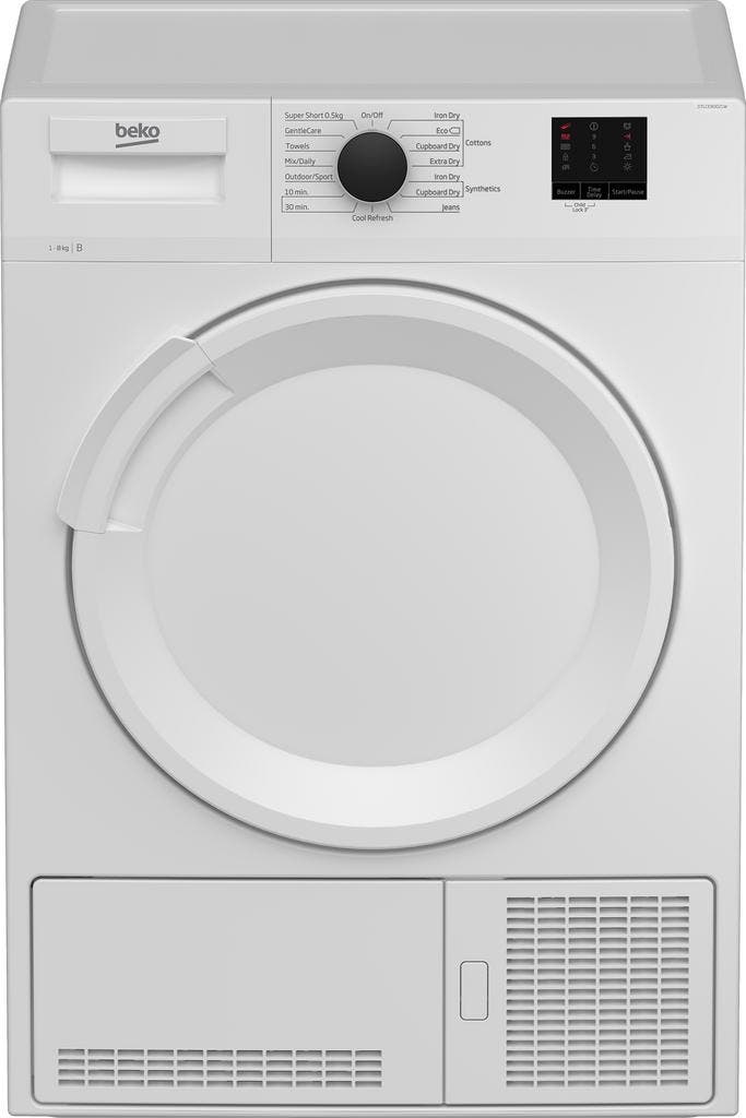 Beko Dtlce80021w - Condensdroger - 8 kg - 66 dB -, Witgoed en Apparatuur, Wasdrogers, Zo goed als nieuw, Voorlader, 85 tot 90 cm