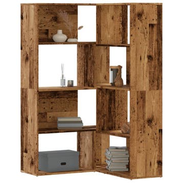 vidaXL Boekenkast 4-laags hoek 85x85x140 cm bewerkt hout oud, Huis en Inrichting, Kasten | Boekenkasten, Verzenden, Nieuw, Overige houtsoorten