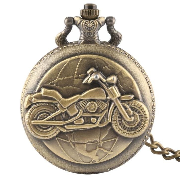 Fako - Zakhorloge - XXL - Motor - Ø 47mm - Bronskleurig, Sieraden, Tassen en Uiterlijk, Horloges | Heren, Verzenden