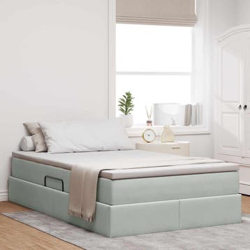 vidaXL Opbergbed met matras met matras Lichtgrijs 120 x 190, Verzenden, Nieuw, Stof