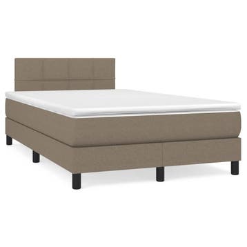 vidaXL Boxspring met matras stof taupe 120x190 cm, Verzenden, Nieuw, 190 cm of minder, Twijfelaar