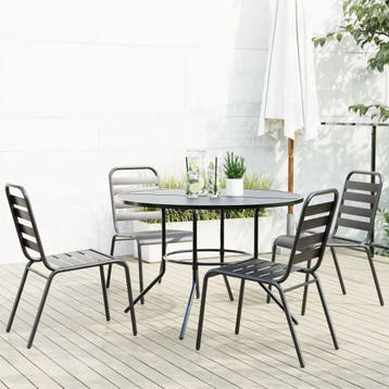 vidaXL 5-delige Tuinset stapelbaar gepoedercoat staal, 4 zitplaatsen, Verzenden, Nieuw, Rvs