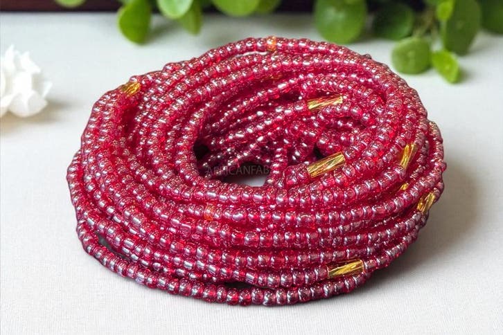 Waist Beads / Afrikaanse Heupketting - Adolor - Cranberry (e, Sieraden, Tassen en Uiterlijk, Kettingen, Nieuw, Ophalen of Verzenden