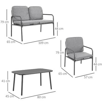 Tuinset - 4 persoons - Loungeset - 2 Tuinstoelen - Tuinbank, Verzenden, Zo goed als nieuw