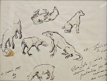 Spanish school (XX) - Animal drawing with dedications