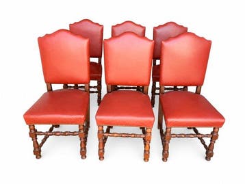 Manifattura Italiana - Barbaglia - Stoel (6) - Hout, Leder,, Antiek en Kunst