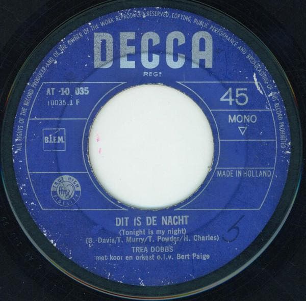 Single - Trea Dobbs - Dit Is De Nacht (Tonight Is My Night), Cd's en Dvd's, Vinyl | Nederlandstalig, Verzenden