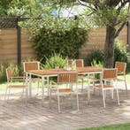 vidaXL Buiten eettafelset 7 pcs Bruin Massief Teakhout, Tuin en Terras, Tuintafels, Verzenden, Nieuw