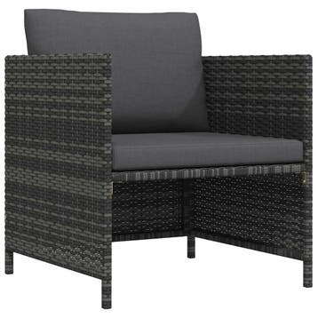 vidaXL Tuinbank met kussens poly rattan grijs, Verzenden, Nieuw