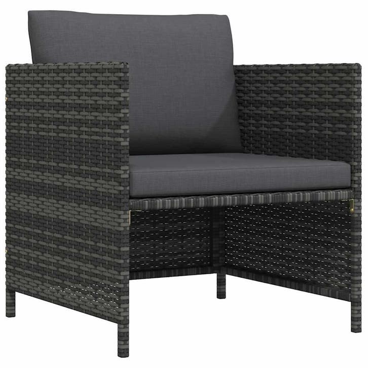 vidaXL Tuinbank met kussens poly rattan grijs, Tuin en Terras, Tuinsets en Loungesets, Nieuw, Verzenden