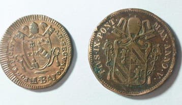 Vaticaan. pio IX - pio VII. Baiocco + Mezzo Baiocco