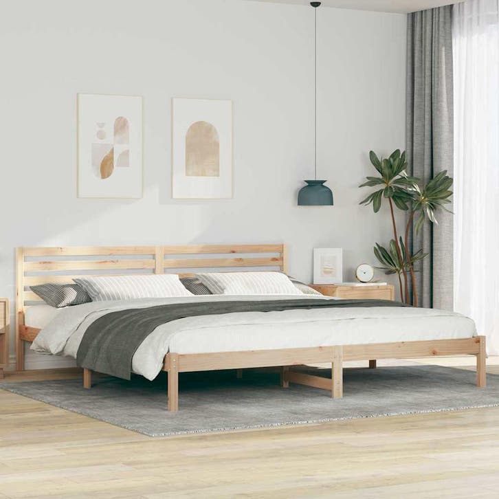 vidaXL Bedframe met hoofdeinde Bruin 180 x 210 cm Massief, Huis en Inrichting, Slaapkamer | Bedden, Bruin, Nieuw, Hout, Verzenden