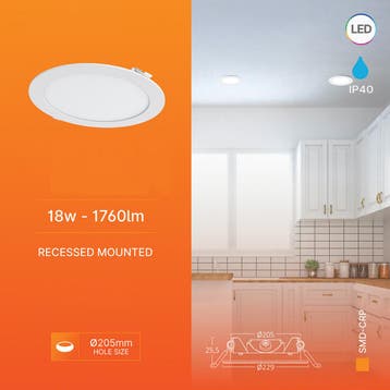 LED Spot/Downlight/Paneel 18W 6400K Helder Wit Rond Inbouw, Kunststof, Nieuw, Overige fittingen, Ophalen of Verzenden