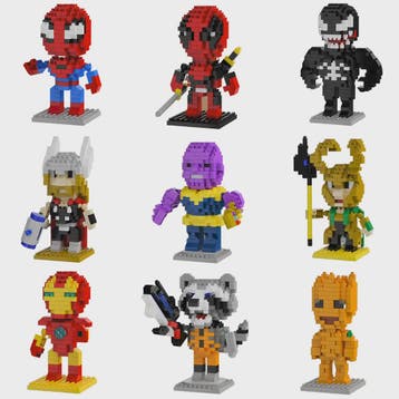 Marvel Superheld Bouwstenen Set: Deadpool, Spider-Man, Iron, Verzenden, Nieuw