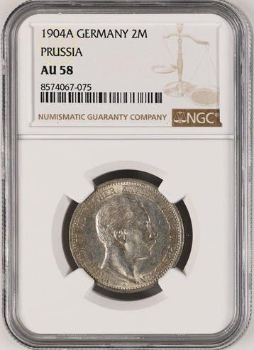 Duitsland, Pruisen Wilhelm II. 2 Mark 1904 - NGC AU58
