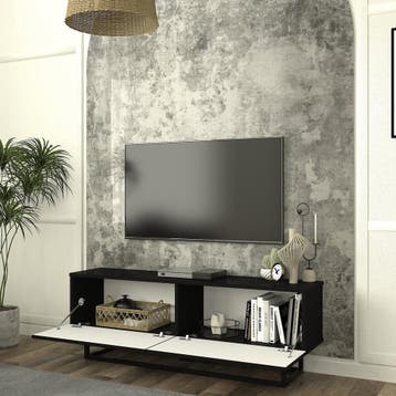 Tv-meubel Verpsboga kort frame 135x32x47 cm zwart [en.casa], Verzenden, Nieuw