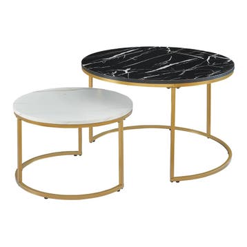 Salontafel Christchurch rond set van 2 marmer zwart wit en g, Verzenden, Nieuw