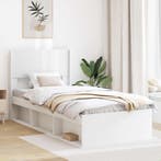 vidaXL Bedframe met opbergruimte en hoofdbord Wit 75 x 190, Verzenden, Nieuw, Wit, Hout
