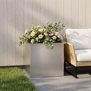 vidaXL Plantenbak met led zilver 50 x 60 x 48 cm Roestvrij, Verzenden, Nieuw, Metaal, 60 tot 100 cm