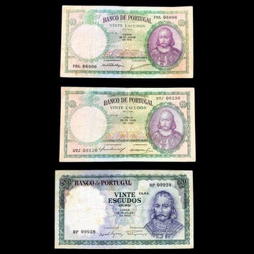 Portugal. - 3 x 20 Escudos - 1951/1960 (Zonder minimumprijs)