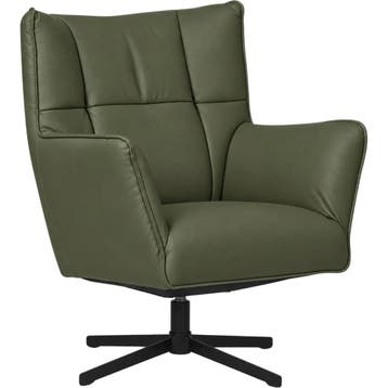 Leren draaifauteuil Lovely - Toledo Olive (olijf/goen), Nieuw, Ophalen of Verzenden, 75 tot 100 cm, Eigentijds, Modern, Retro, Vintage