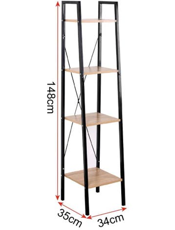 Industriële Stellingkast – 4-Lagen – Licht Eiken Hout Kast, Huis en Inrichting, Kasten | Stellingkasten, Verzenden, Nieuw