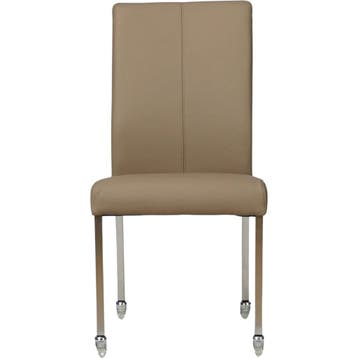 Set van 6 Leren eetkamerstoelen Comfort met wieltjes -, Huis en Inrichting, Stoelen, Ophalen of Verzenden, Nieuw, Leer, Vijf, Zes of meer stoelen