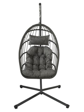 Hangstoel Inklapbaar Grijs | Nieuw | OP=OP, Tuin en Terras, Ophalen of Verzenden, Nieuw, Wicker, Inklapbaar