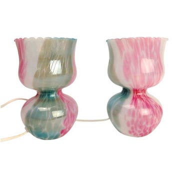 Tafellamp (2) - Glas - Paar lampen Geen reserveprijs, Antiek en Kunst