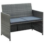 vidaXL Tuinbank 2-zits met kussens poly rattan grijs, Verzenden, Nieuw