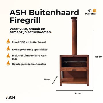 ASH Firegrill 2-1 BBQ en buitenhaard cortenstaal, Verzenden, Nieuw