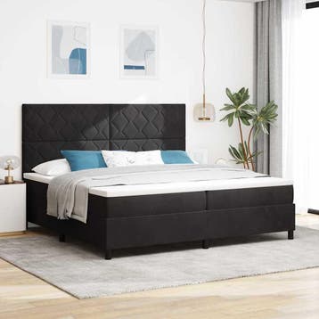 vidaXL Boxspringbed met hoofdeinde Zwart 200 x 200 cm, Verzenden, Nieuw, Zwart, Stof