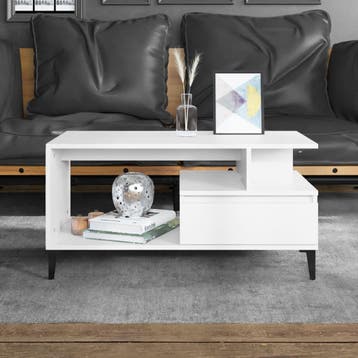 vidaXL Salontafel 90x49x45 cm bewerkt hout wit, Huis en Inrichting, Tafels | Salontafels, Minder dan 50 cm, 50 tot 100 cm, Verzenden