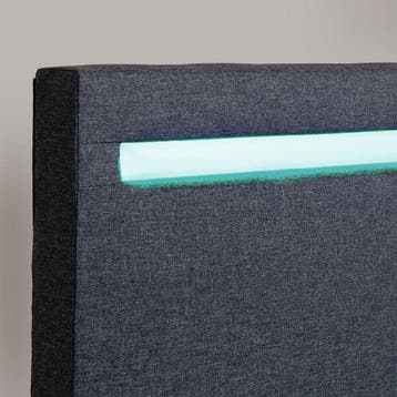 Gestoffeerd Bed Verona - 90 x 200 cm - Grijs - LED Verlichti, Verzenden, Nieuw