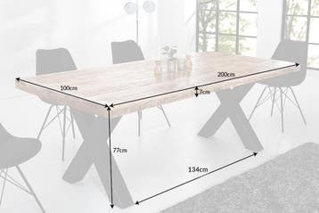 Eettafel Iron Craft 200cm Mango natuurlijk 70mm/ 40013, Ophalen of Verzenden, Nieuw