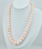 Zilver, Verguld - Halsketting - Roze koraal ingesneden., Antiek en Kunst, Curiosa en Brocante