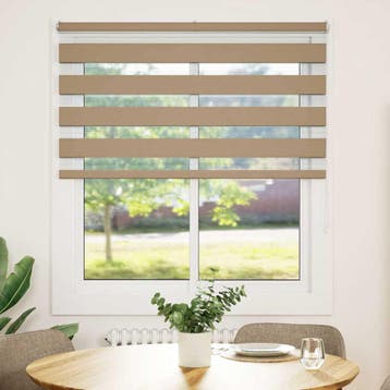 vidaXL Zebra Blind 135x150 cm stofbreedte 130,9 cm polyester, Verzenden, Nieuw, Bruin