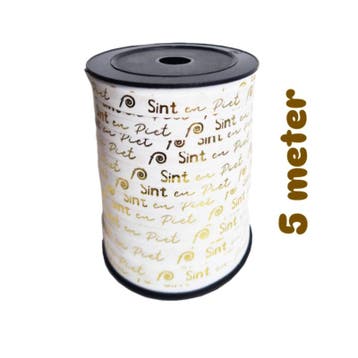 5m Sierlint wit Sint en Piet - goudfolie, Ophalen of Verzenden, Nieuw