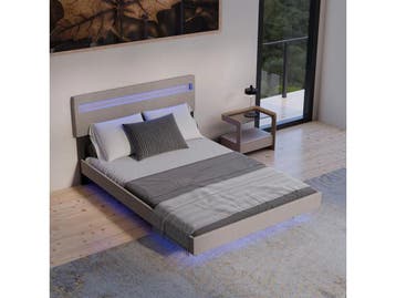 Juskys Lissabon - Zwevend bed - LED verlichting - Beige, Verzenden, Nieuw