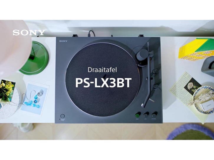 Sony PS-LX3BT - Platenspeler - Bluetooth - Zwart, Audio, Tv en Foto, Platenspelers, Nieuw, Sony, Verzenden
