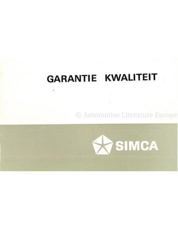 1965 SIMCA 1200 S COUPE SERVICE & GARANTIE HANDLEIDING, Nieuw, Author