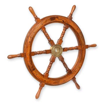 A WOODEN STEERING WHEEL (Beeldjes - Decoratie, Interieur), Verzamelen, Verzenden, Nieuw