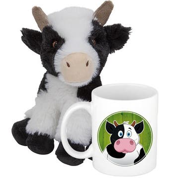 Cadeauset kind - koe knuffel 19 cm - mok 300 ml - cadeau, Verzenden, Nieuw